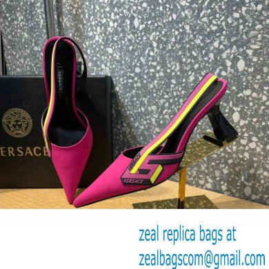 Versace Heel 7cm La Greca Signature Slingback Pumps Fuchsia 2022 - Click Image to Close