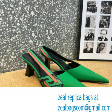 Versace Heel 7cm La Greca Signature Slingback Pumps Green 2022 - Click Image to Close