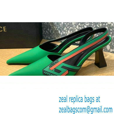 Versace Heel 7cm La Greca Signature Slingback Pumps Green 2022