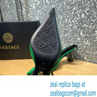 Versace Heel 7cm La Greca Signature Slingback Pumps Green 2022