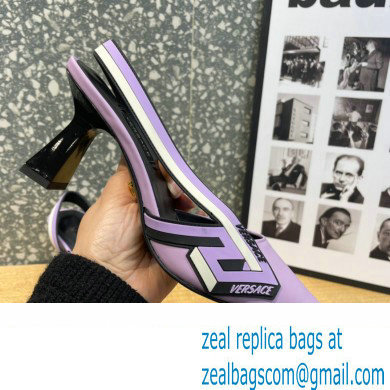 Versace Heel 7cm La Greca Signature Slingback Pumps Lavender 2022