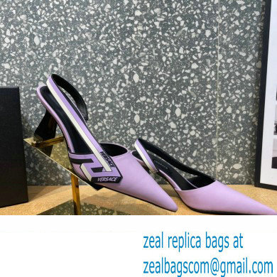 Versace Heel 7cm La Greca Signature Slingback Pumps Lavender 2022