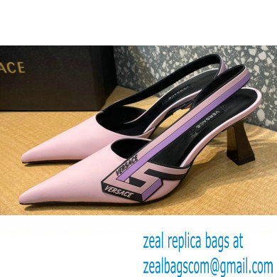 Versace Heel 7cm La Greca Signature Slingback Pumps Pink 2022 - Click Image to Close