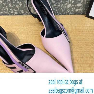Versace Heel 7cm La Greca Signature Slingback Pumps Pink 2022 - Click Image to Close