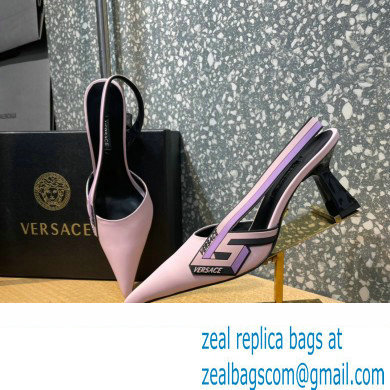 Versace Heel 7cm La Greca Signature Slingback Pumps Pink 2022