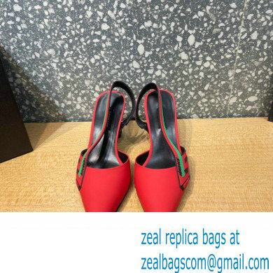 Versace Heel 7cm La Greca Signature Slingback Pumps Red 2022 - Click Image to Close