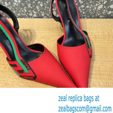 Versace Heel 7cm La Greca Signature Slingback Pumps Red 2022