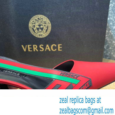 Versace Heel 7cm La Greca Signature Slingback Pumps Red 2022 - Click Image to Close