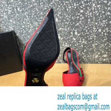 Versace Heel 7cm La Greca Signature Slingback Pumps Red 2022