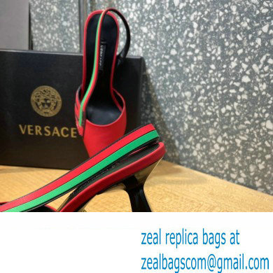 Versace Heel 7cm La Greca Signature Slingback Pumps Red 2022 - Click Image to Close