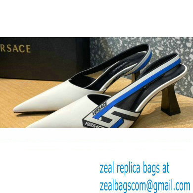 Versace Heel 7cm La Greca Signature Slingback Pumps White 2022