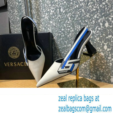 Versace Heel 7cm La Greca Signature Slingback Pumps White 2022 - Click Image to Close