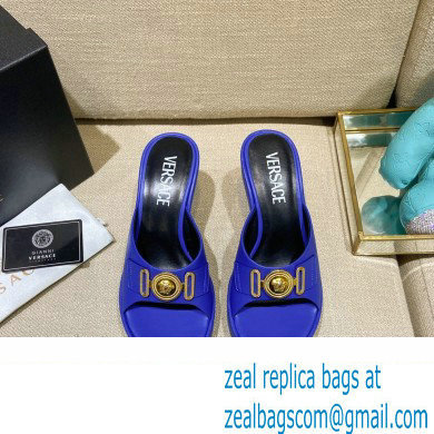 Versace Icon Crysatl Medusa Medallion Heel Mules Leather Blue 2022