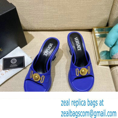 Versace Icon Crysatl Medusa Medallion Heel Mules Leather Blue 2022