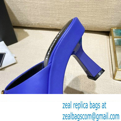 Versace Icon Crysatl Medusa Medallion Heel Mules Leather Blue 2022 - Click Image to Close
