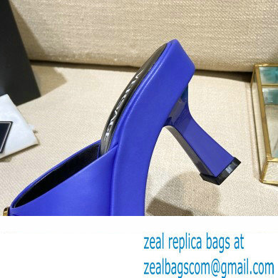 Versace Icon Crysatl Medusa Medallion Heel Mules Leather Blue 2022