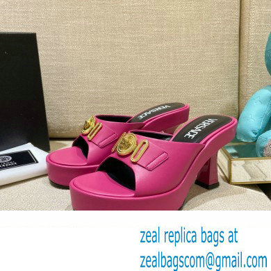 Versace Icon Crysatl Medusa Medallion Heel Mules Leather Fuchsia 2022 - Click Image to Close