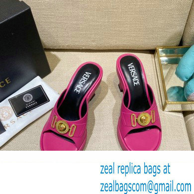 Versace Icon Crysatl Medusa Medallion Heel Mules Leather Fuchsia 2022