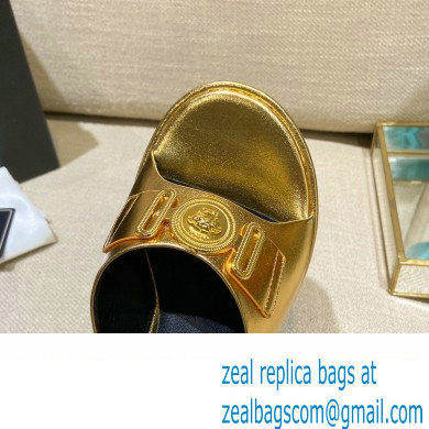 Versace Icon Crysatl Medusa Medallion Heel Mules Leather Gold 2022