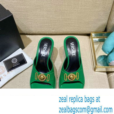 Versace Icon Crysatl Medusa Medallion Heel Mules Leather Green 2022