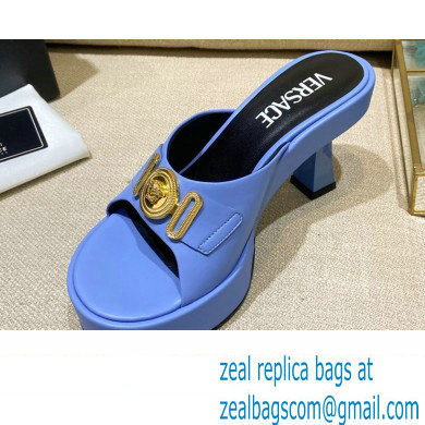 Versace Icon Crysatl Medusa Medallion Heel Mules Leather Light Blue 2022 - Click Image to Close