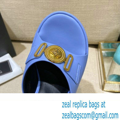 Versace Icon Crysatl Medusa Medallion Heel Mules Leather Light Blue 2022