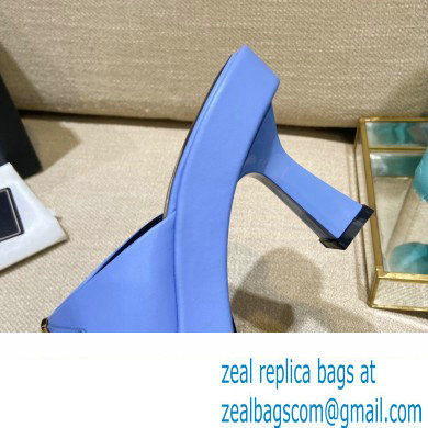 Versace Icon Crysatl Medusa Medallion Heel Mules Leather Light Blue 2022 - Click Image to Close