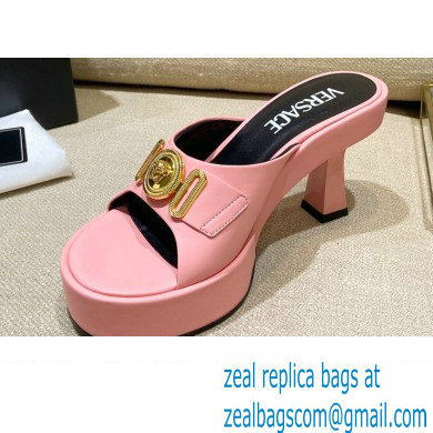 Versace Icon Crysatl Medusa Medallion Heel Mules Leather Pink 2022 - Click Image to Close