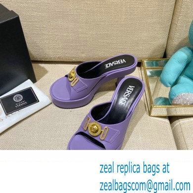 Versace Icon Crysatl Medusa Medallion Heel Mules Leather Purple 2022
