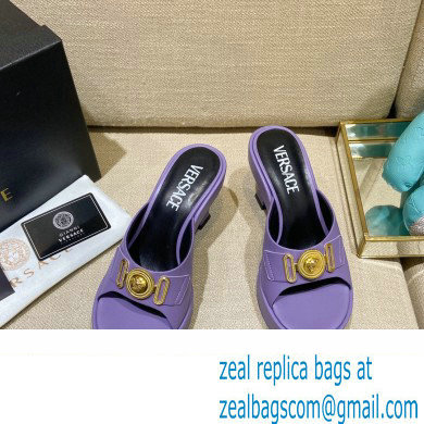 Versace Icon Crysatl Medusa Medallion Heel Mules Leather Purple 2022 - Click Image to Close