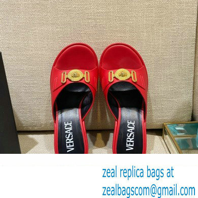 Versace Icon Crysatl Medusa Medallion Heel Mules Leather Red 2022