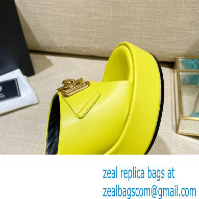 Versace Icon Crysatl Medusa Medallion Heel Mules Leather Yellow 2022 - Click Image to Close