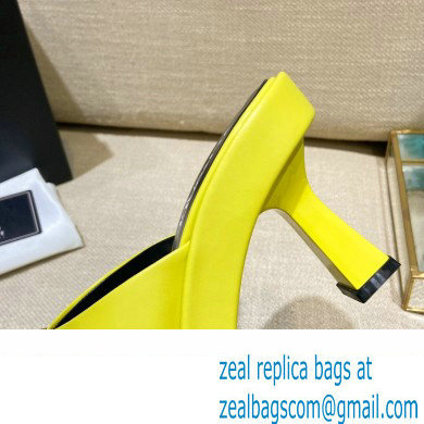 Versace Icon Crysatl Medusa Medallion Heel Mules Leather Yellow 2022