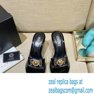 Versace Icon Crysatl Medusa Medallion Heel Mules PVC Black 2022