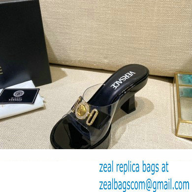 Versace Icon Crysatl Medusa Medallion Heel Mules PVC Black 2022 - Click Image to Close