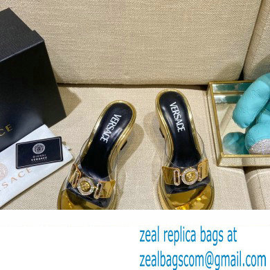 Versace Icon Crysatl Medusa Medallion Heel Mules PVC Gold 2022 - Click Image to Close