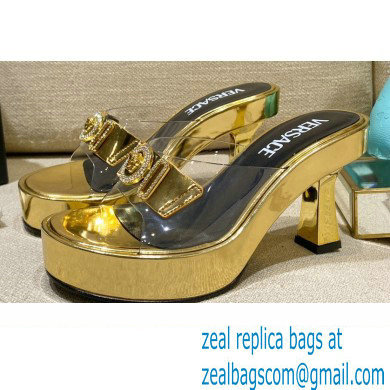 Versace Icon Crysatl Medusa Medallion Heel Mules PVC Gold 2022