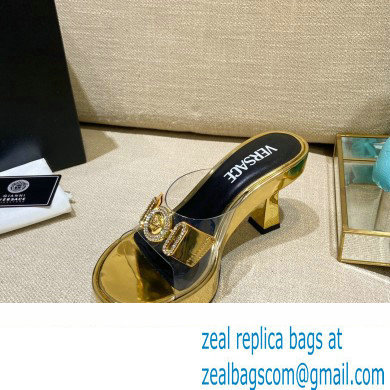 Versace Icon Crysatl Medusa Medallion Heel Mules PVC Gold 2022 - Click Image to Close