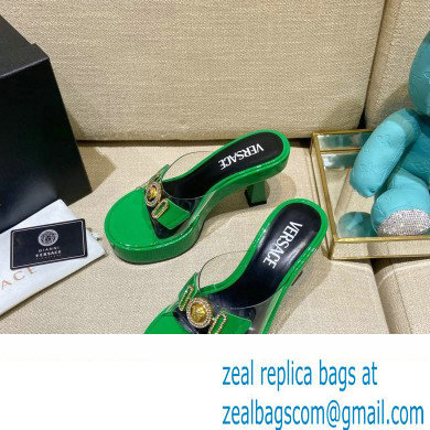 Versace Icon Crysatl Medusa Medallion Heel Mules PVC Green 2022