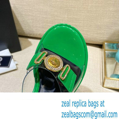 Versace Icon Crysatl Medusa Medallion Heel Mules PVC Green 2022