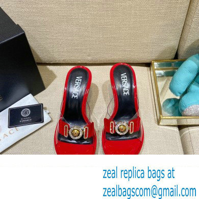 Versace Icon Crysatl Medusa Medallion Heel Mules PVC Red 2022