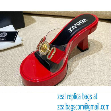 Versace Icon Crysatl Medusa Medallion Heel Mules PVC Red 2022