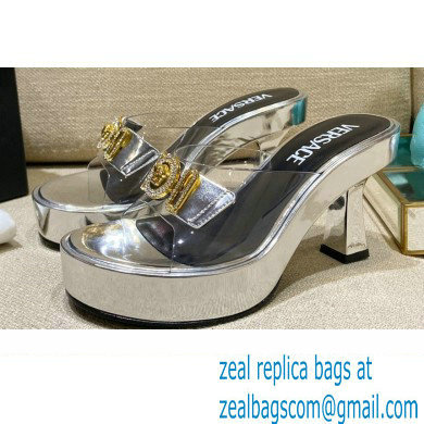 Versace Icon Crysatl Medusa Medallion Heel Mules PVC Silver 2022 - Click Image to Close