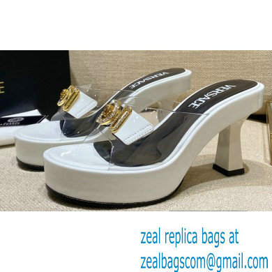 Versace Icon Crysatl Medusa Medallion Heel Mules PVC White 2022 - Click Image to Close