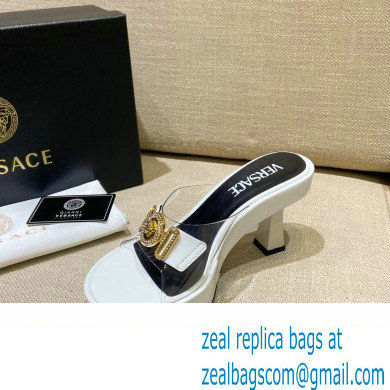 Versace Icon Crysatl Medusa Medallion Heel Mules PVC White 2022 - Click Image to Close
