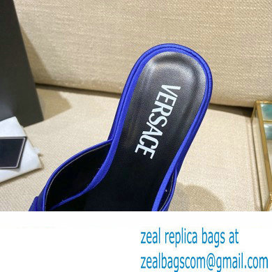Versace Icon Crysatl Medusa Medallion Heel Mules Satin Blue 2022
