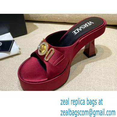 Versace Icon Crysatl Medusa Medallion Heel Mules Satin Burgundy 2022