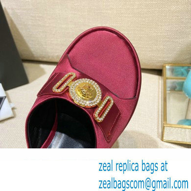 Versace Icon Crysatl Medusa Medallion Heel Mules Satin Burgundy 2022