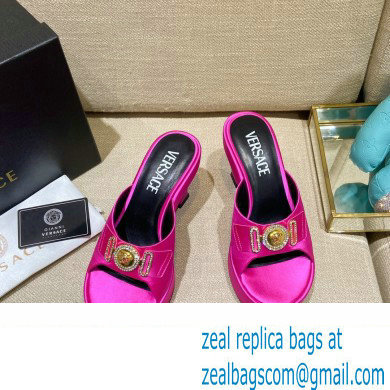 Versace Icon Crysatl Medusa Medallion Heel Mules Satin Fuchsia 2022