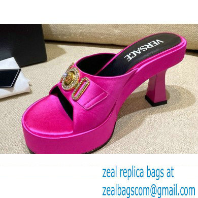 Versace Icon Crysatl Medusa Medallion Heel Mules Satin Fuchsia 2022 - Click Image to Close